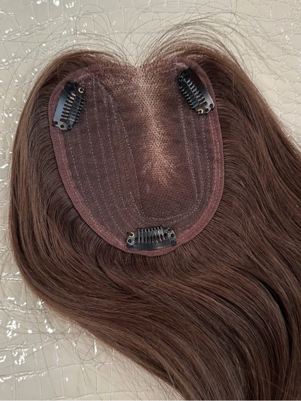 12” Dark Brown Human‎ Hair Topper Side Part #TE2